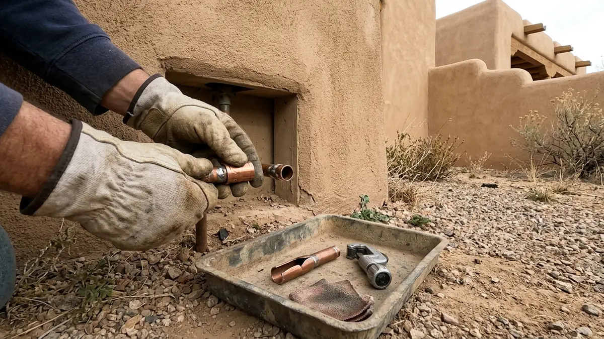 Burst pipe repair in Albuquerque, NM — illustrative local service scene