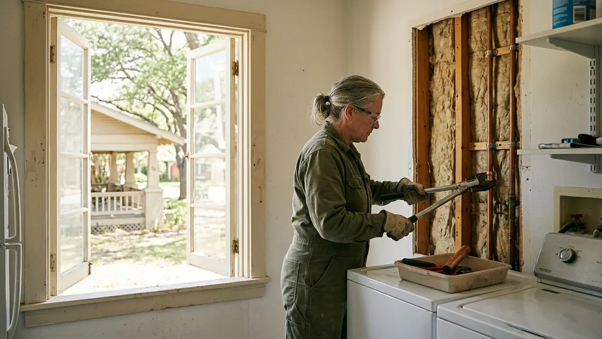 Burst pipe repair in Austin, TX — illustrative local service scene
