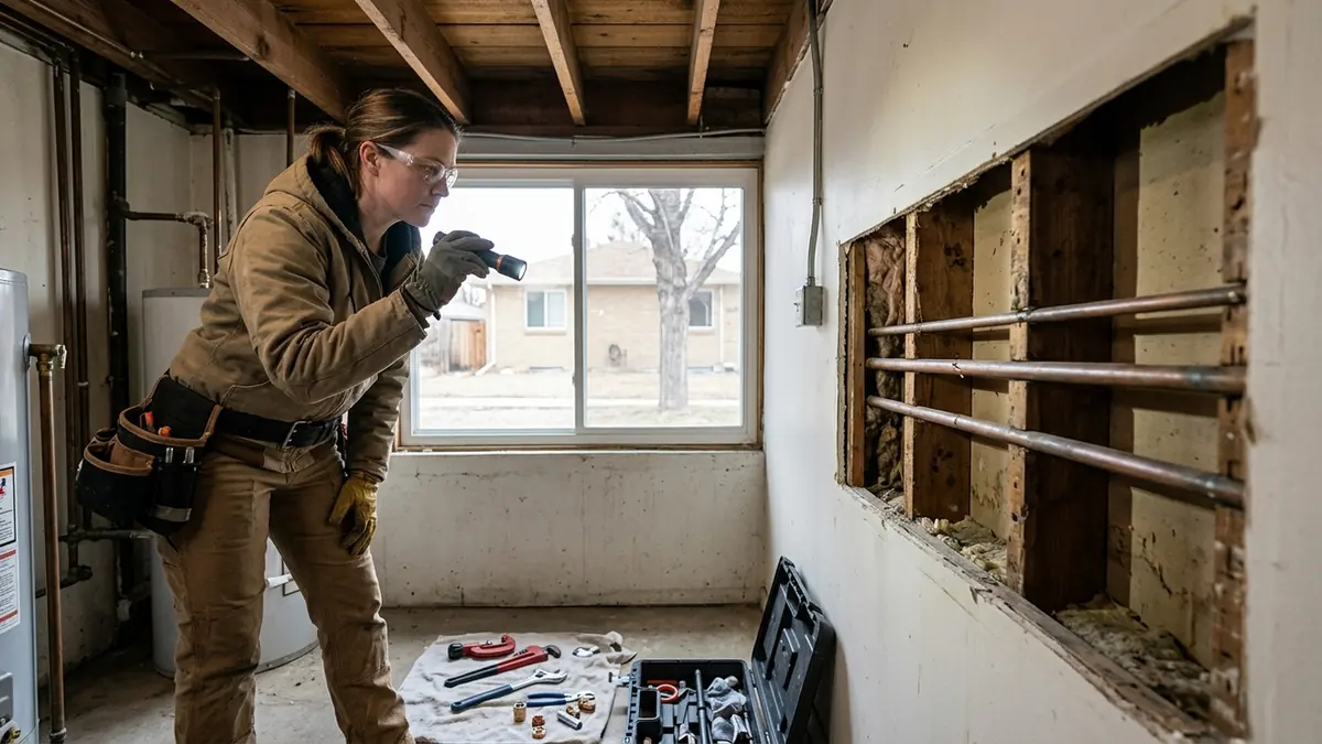 Burst pipe repair in Denver, CO — illustrative local service scene